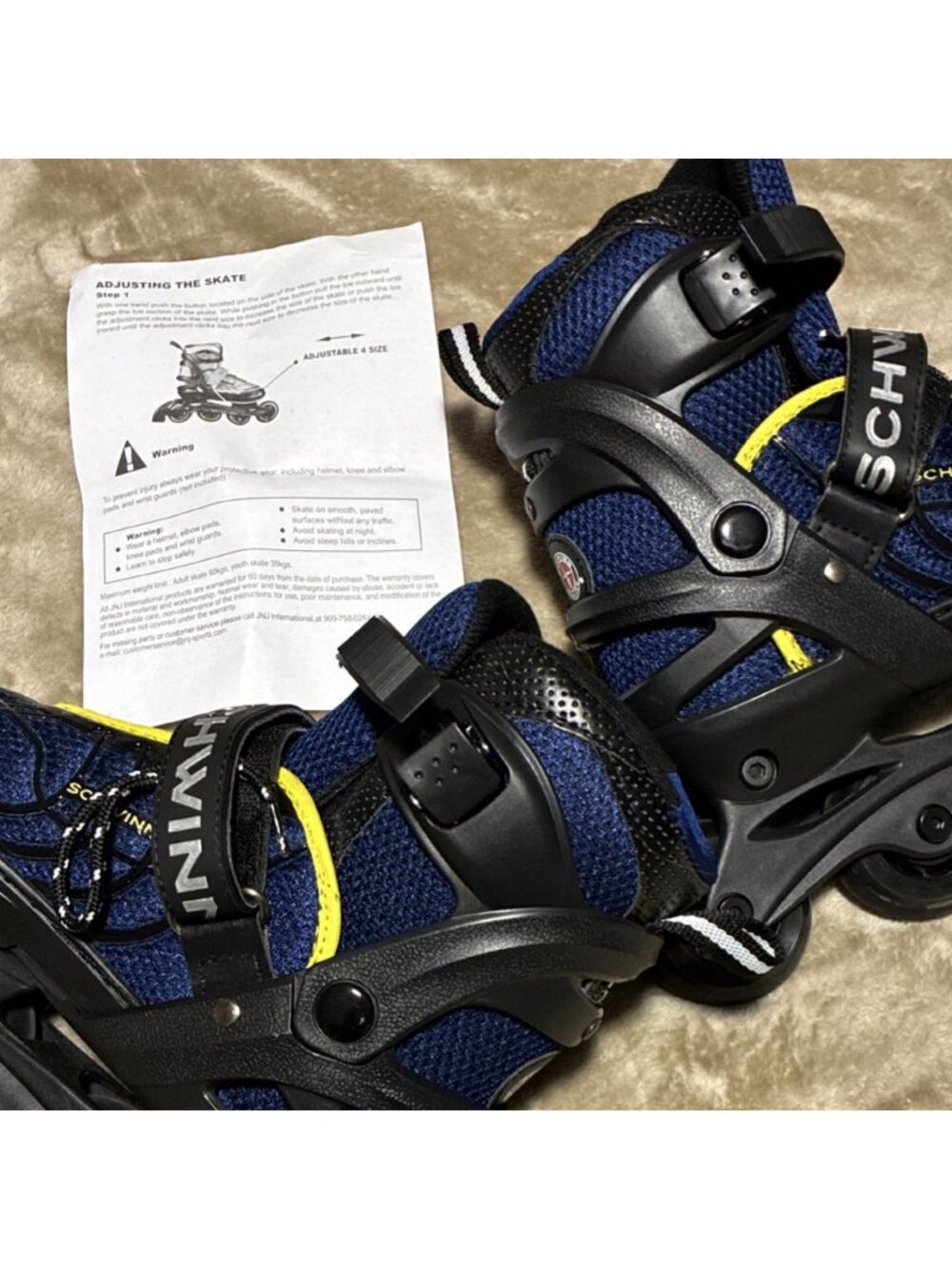 Schwinn Kids Adjustable Inline Skates Youth Size 1-2-3-4 Rollerblades Blue Black